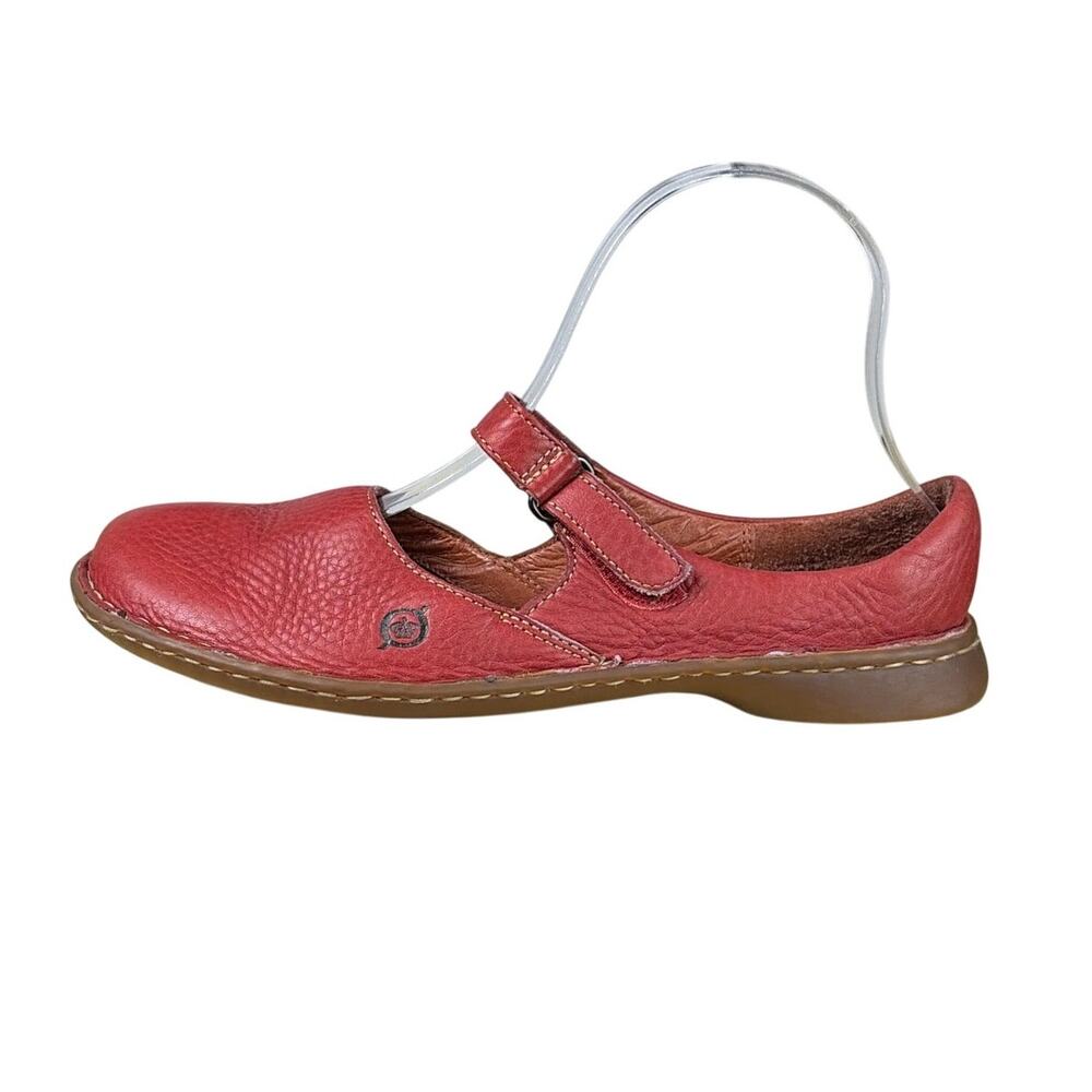 Born Red Leather Mary Jane Flats Womens 7.5 Comfort Walking Shoes